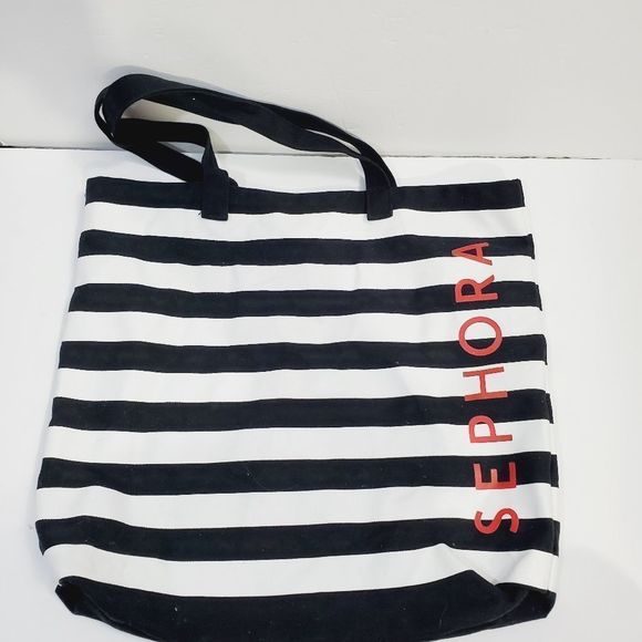 4x$25 Sephora black white stripes open tote bag - Picture 9 of 11